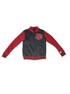 DC Shoes Varsity Bomber Jacket Gray Red Full Zip Men’s Small Skate Logo